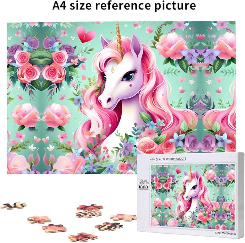 لغز بازل فيايا بينك يونيكورن 1000 قطعة للكبار، هدية ديكور منزلي مقاس 29.5 × 19.7 بوصة - Image 5